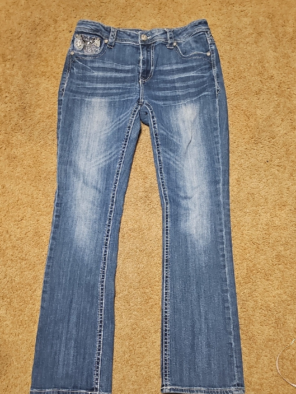 Grace Women's Faded Blue Flare Jeans    Tote 9